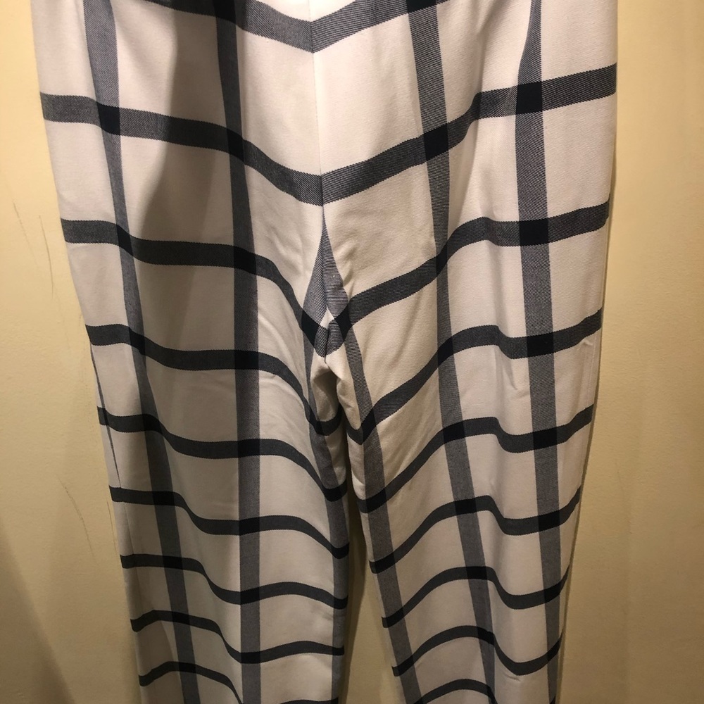 Wide leg windowpane pants